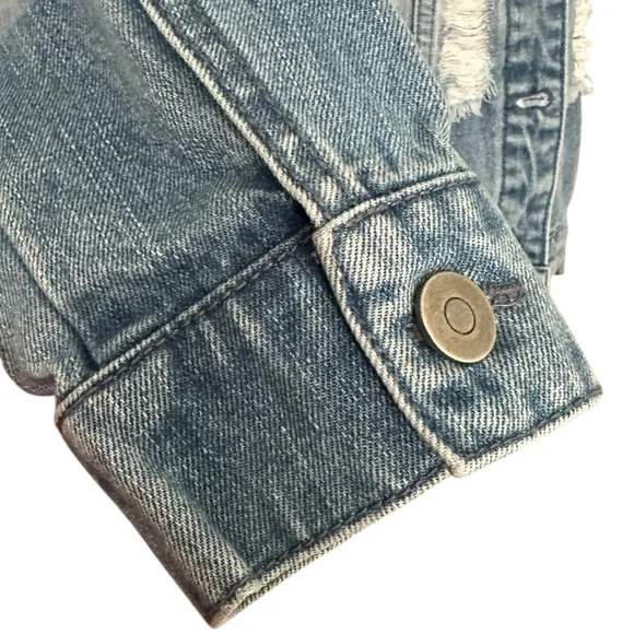 Guns N’ Roses Distressed Denim Trucker Band Jacket Leopard Faux Fur Collar M - Picture 8 of 15